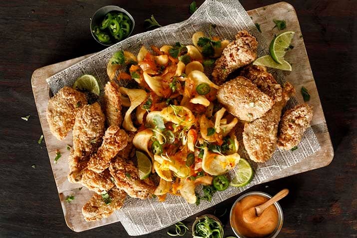 Korean Fried Chicken with Kimchi Fries Recipe Image