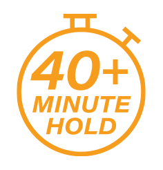 40+ minute hold time