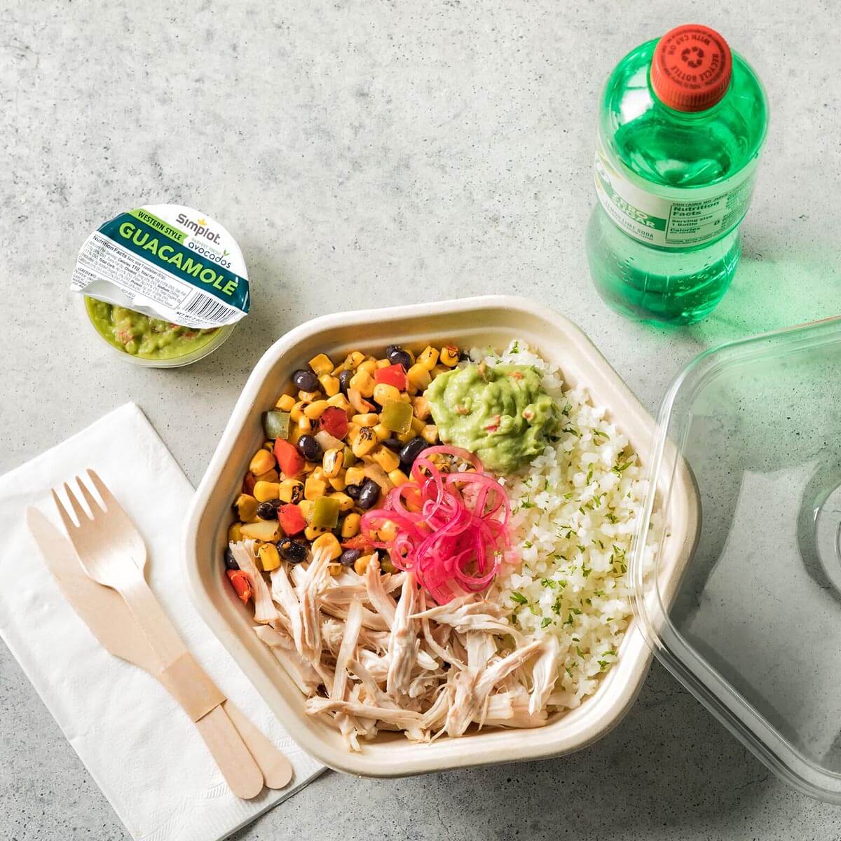 Chicken and Lime Cauliflower Bowl with Guacamole Recipe