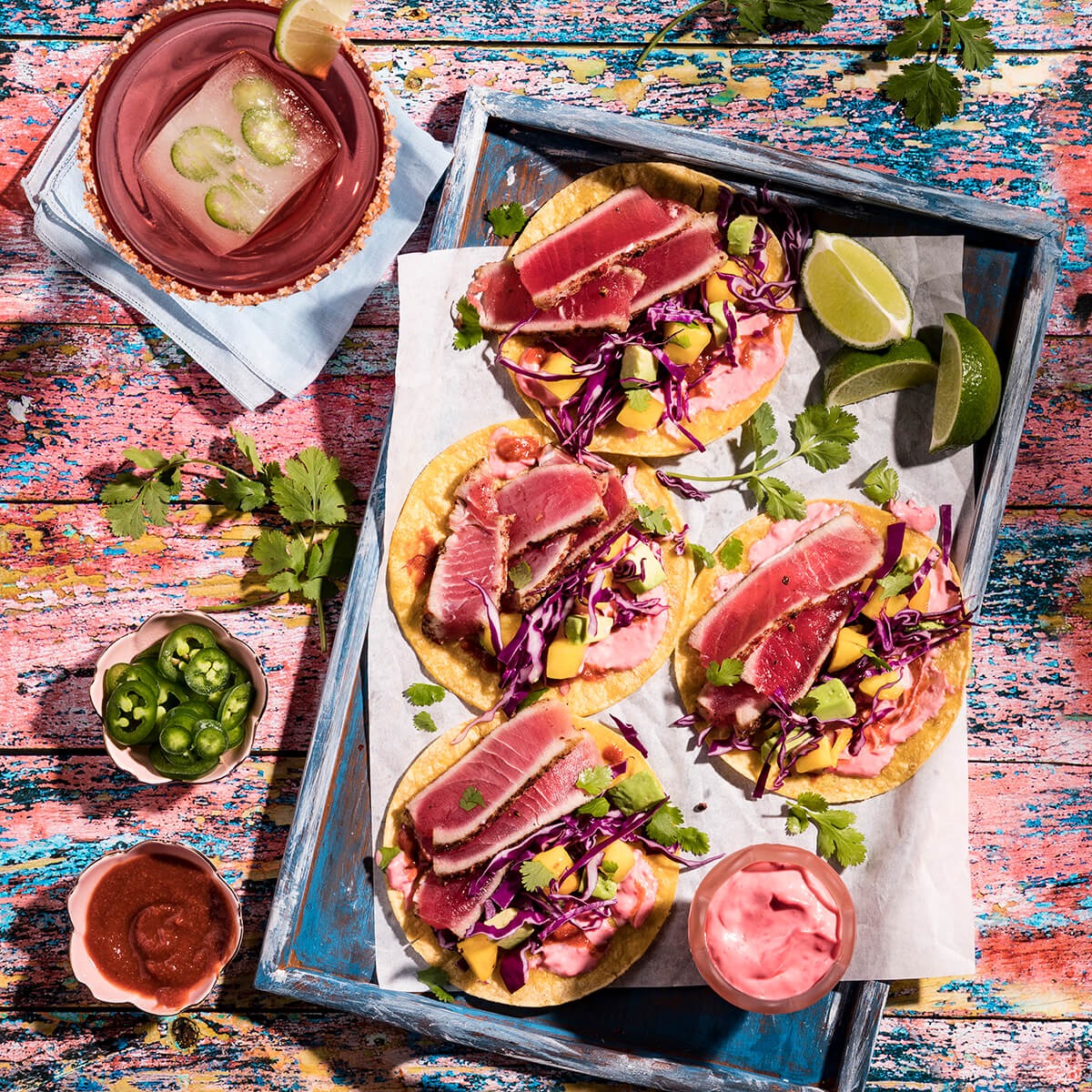 Pink Peppercorn Crusted Tuna Tacos Recipe
