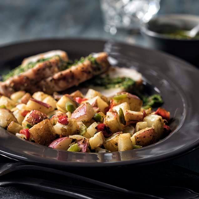 Roasted Potatoes and Jalapeno with Chimmichuri Pork Loin Recipe