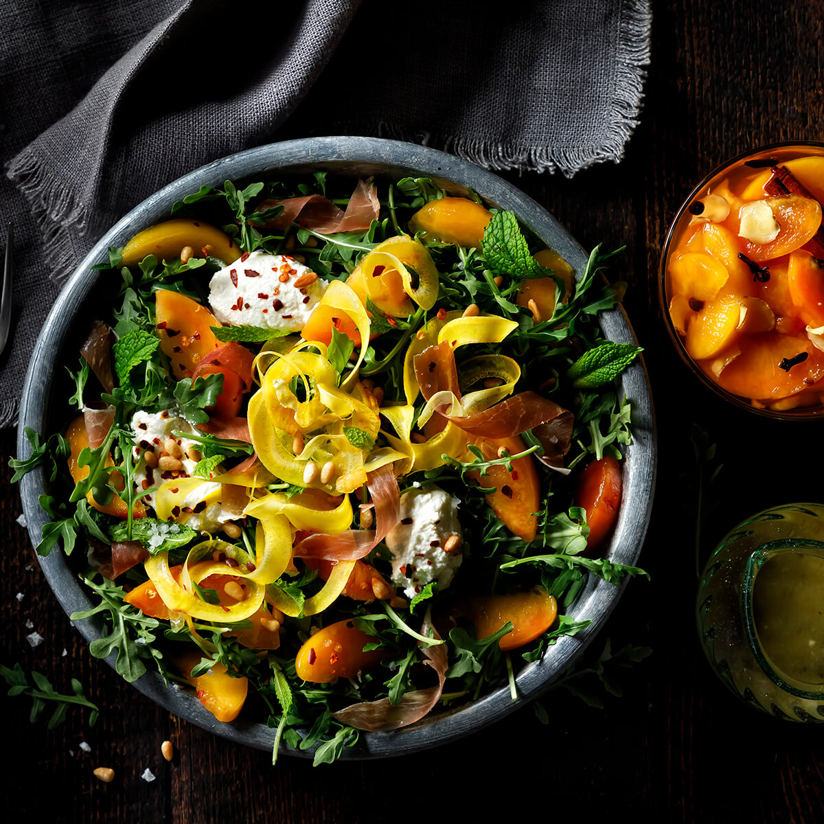 Grilled Picked Peach and Fresh Mozzarella Salad Recipe