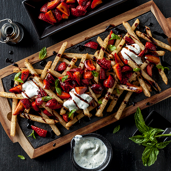 Strawberry Balsamic Cracked Pepper Fries featuring Simplot Kitchen Craft