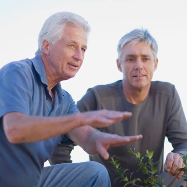 Two men talking