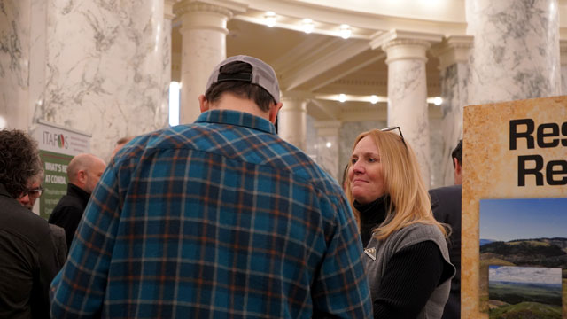 Lori Lusty shares info at the Simplot booth