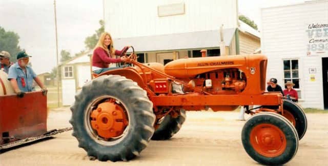 Amanda Kerbs on a tractor