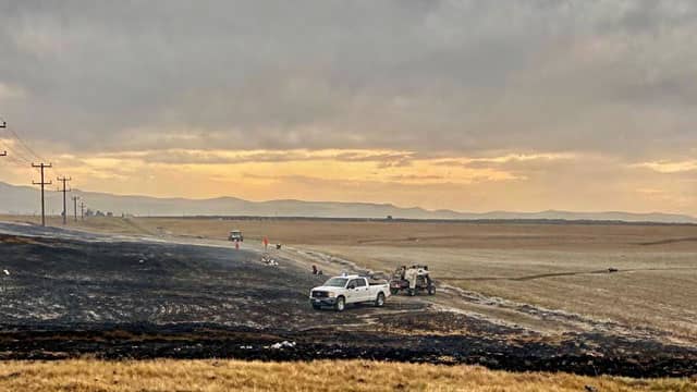 Truck on burnt land