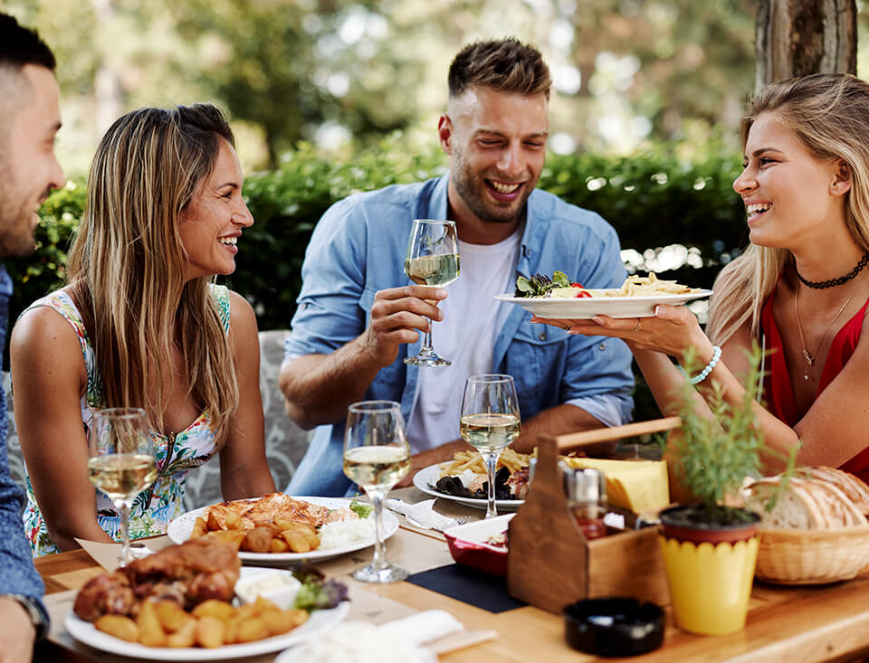 Friends enjoying a meal