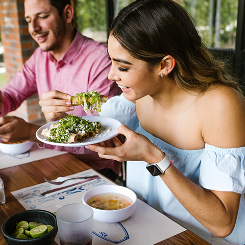 Girl enjoying meal